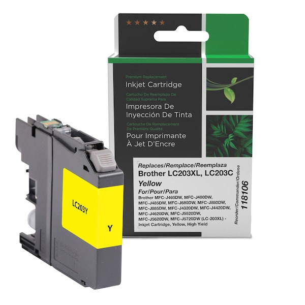 Cig Clover Imaging Remanufactured High Yield Yellow Ink Cartridge for Brother LC203XL 118106 - main